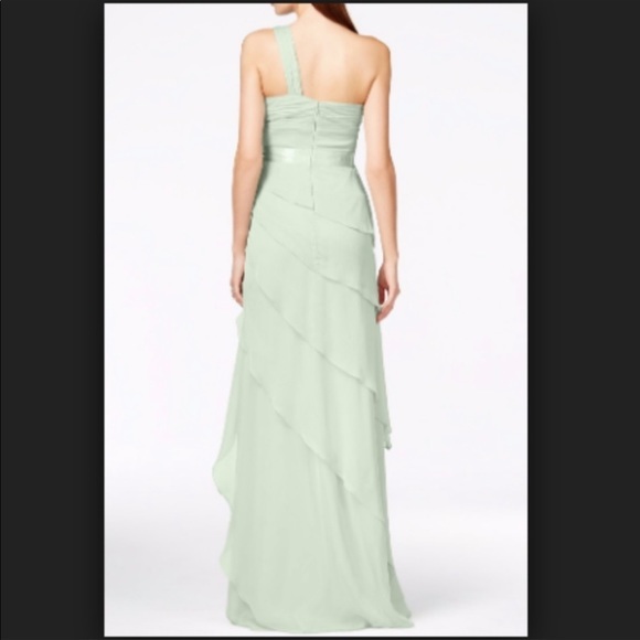 WOOHOO SOLD ❤️NWT GORGEOUS ADRIANA PAPELL Mint Chiffon One-Shoulder Gown - Picture 3 of 9